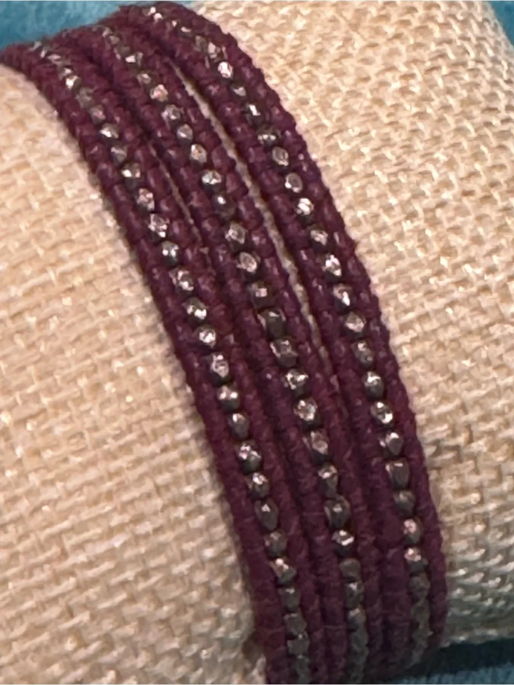 CHAN LUU Beaded Wrap Bracelet in Deep Wine